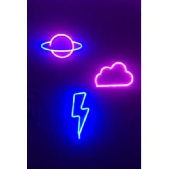 New 3 Pcs Neon Cloud Lightning Planet Signs for Bedroom Wall Decor - Picture 1 of 1